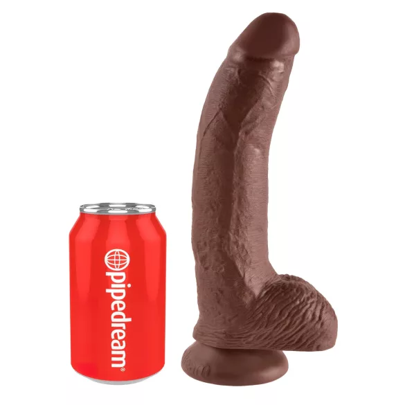 King Cock 9 - дилдо с тестиси и вендуза - 23 см - кафяв