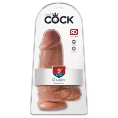   King Cock - голям дилдо с вендуза - 23 см - тъмен натурален цвят