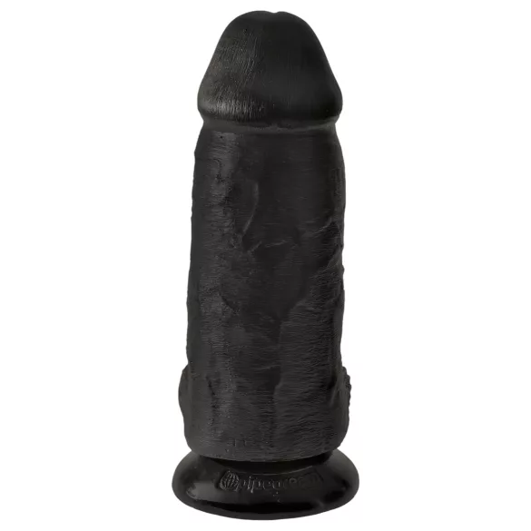 King Cock - дилдо с тестиси и вакуум основа - черен - 23 см