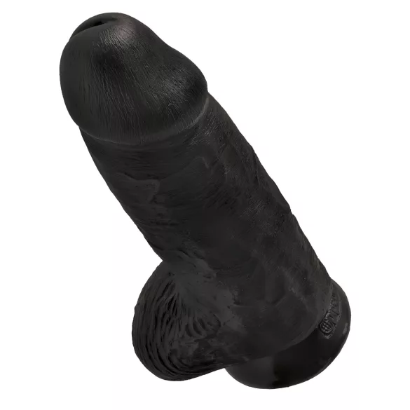 King Cock - дилдо с тестиси и вакуум основа - черен - 23 см
