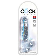   King Cock Clear 6 - дилдо с тестиси и вендуза - 15 см