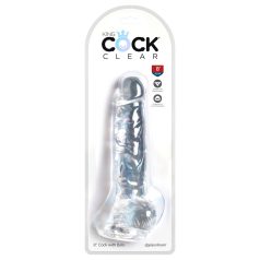   King Cock Clear 8 - дилдо с тестиси и вакуум основа - 20 см