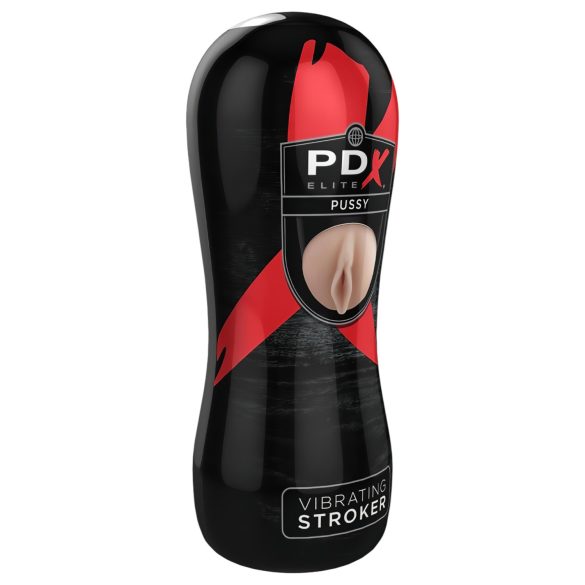 PDX Pussy Вибриращ Мастурбатор - вибриращо изкуствено влагалище (естествен цвят)