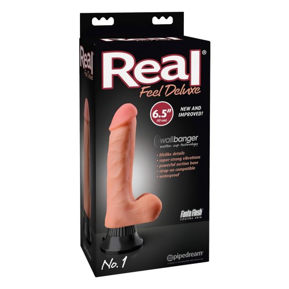 Real Feel Deluxe No.1 - реалистичен вибратор със скротум (естествен)