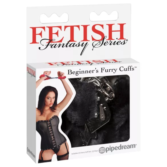 Fetish Fantasy - меки белезници - плюш - черни