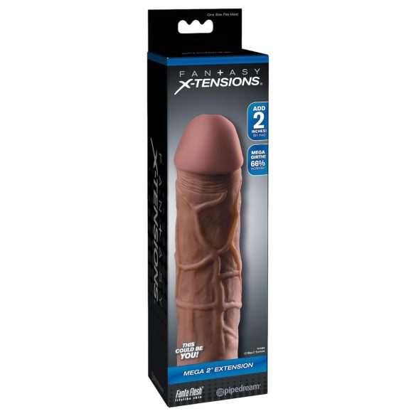 X-TENSION Mega 2 - реалистичен пенис удължител (20,3 см) - тъмен натурален цвят