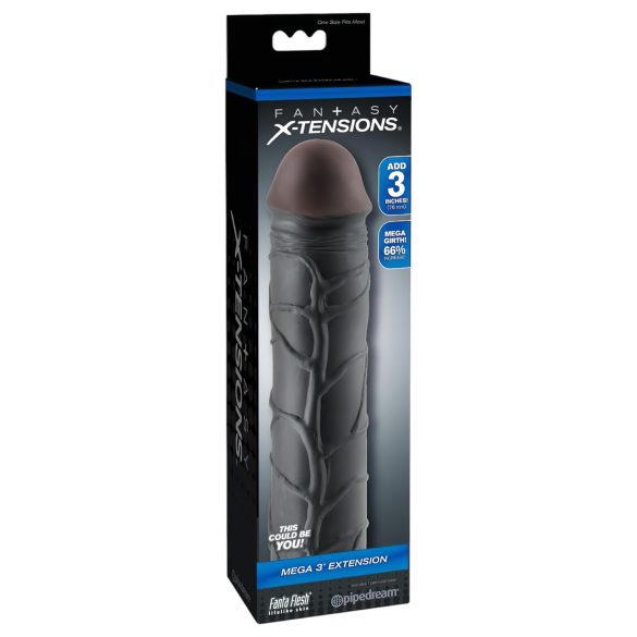X-TENSION Mega 3 - реалистично пенис покритие (22,8см) - черно