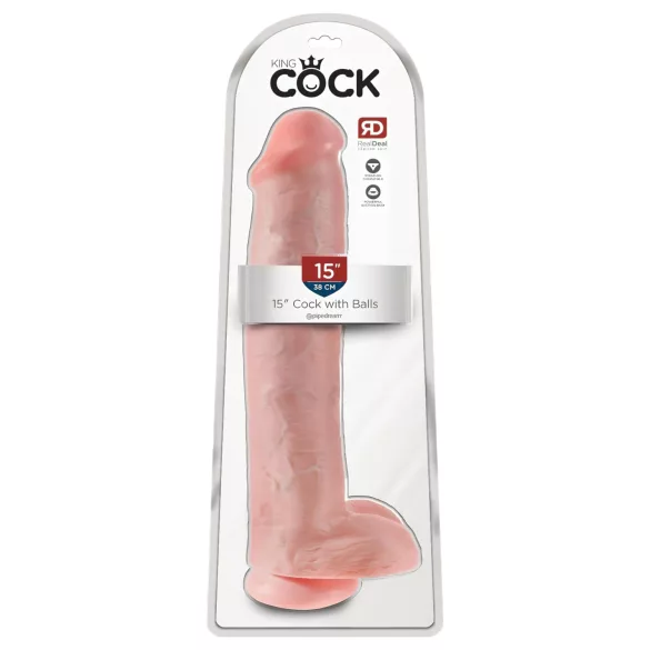 King Cock 15 - дилдо с тестиси и вендуза (38 см, телесен цвят)