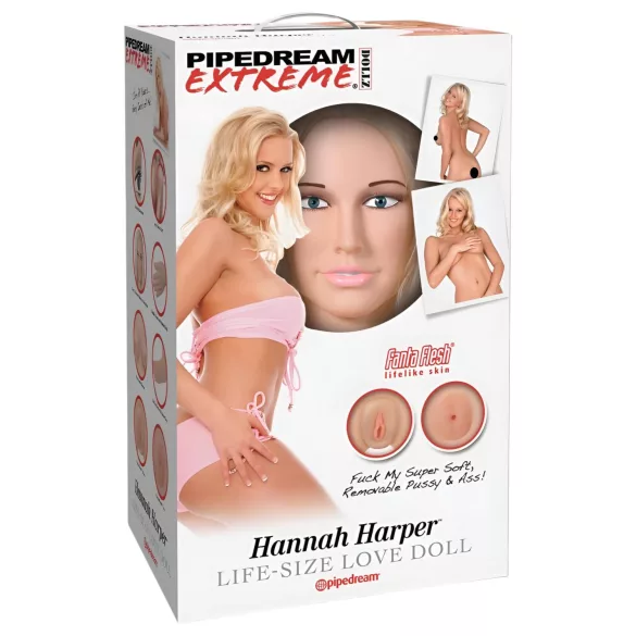 Pipedream Hannah Harper - надуваема кукла в реален размер - 3D лице