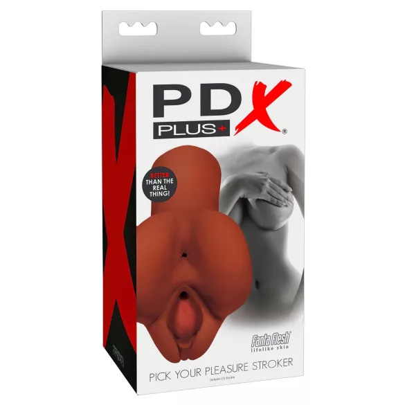 PDX Pick Your Pleasure - 2в1 реалистичен мастурбатор (кафяв)
