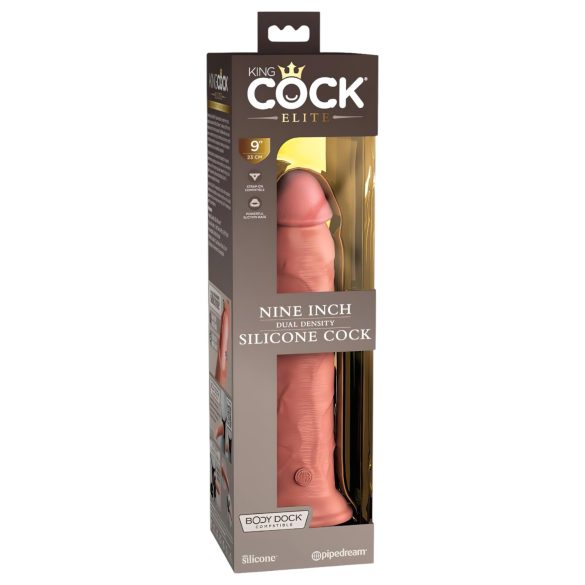 King Cock Elite 9 - реалистично дилдо със захващачка (23 см) - натурален цвят