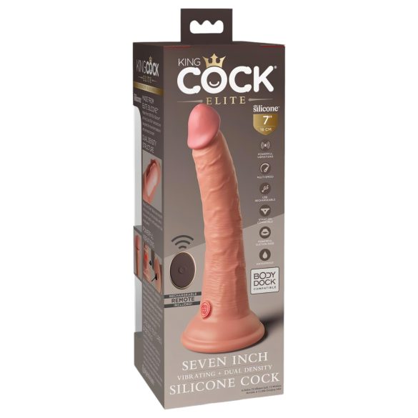 King Cock Elite 7 - вибратор с вендуза и дистанционно - 18 см - телесен