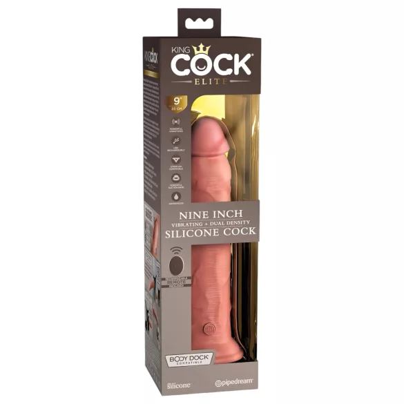 King Cock Elite 9 - вибратор с вендуза - 23 см - телесен цвят