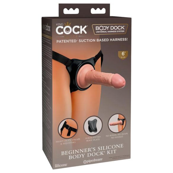 King Cock Elite Beginner's - прикрепващ се пенис за начинаещи (естествен цвят)