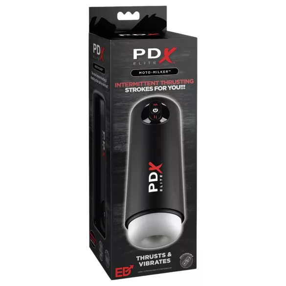 PDX Elite Moto Milker - мъжки мастурбатор с тласкаща и вибрираща функция - черен