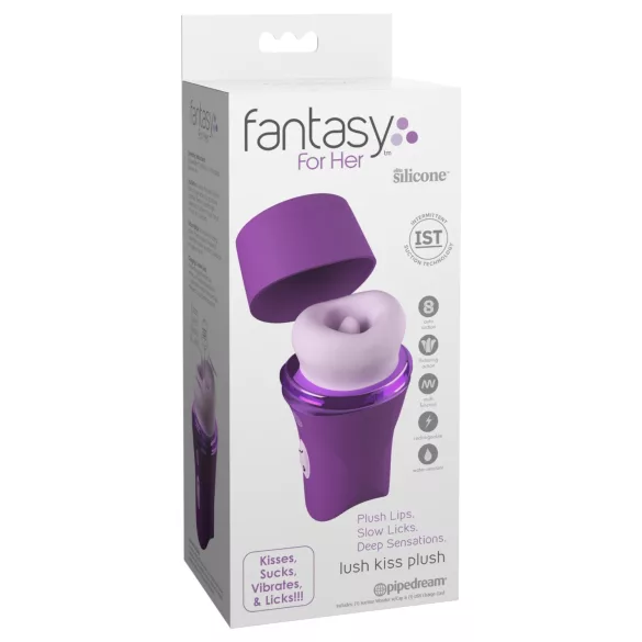 Fantasy For Her Lush Kiss Plush - вакуумен клиторен стимулатор с езиче (лилав)