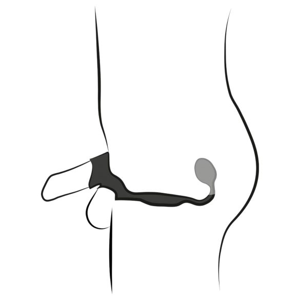 Rebel - пенис и тестикуларен пръстен с анален вибратор - черен