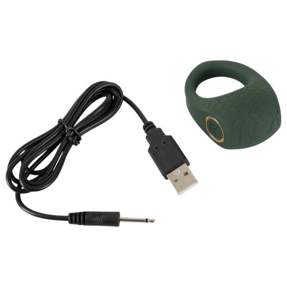 Emerald Love - акумулаторен, водоустойчив пенис пръстен с вибрация (зелен)