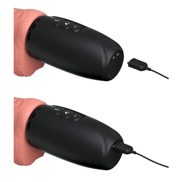 King Cock Plus 6.5 - вибратор с тестиси с тласкаща функция - телесен цвят