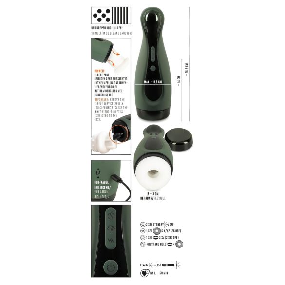 Rebel - мастурбатор с вакуум и вибрация - акумулаторен