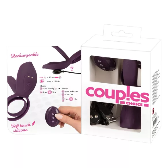 Couples Choice - вибриращ пенис ринг с дистанционно - акумулаторен - лилав