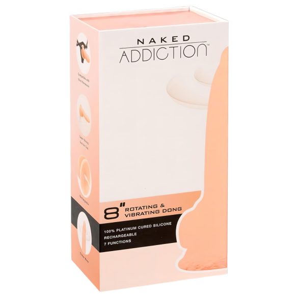 Naked Addiction - въртящ вибратор - 20 см - телесен цвят