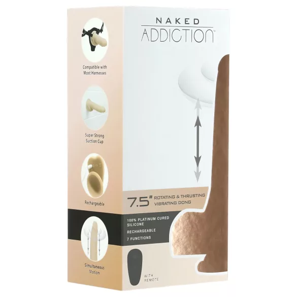 Naked Addiction - тласкащ вибратор - 19 см - естествен цвят