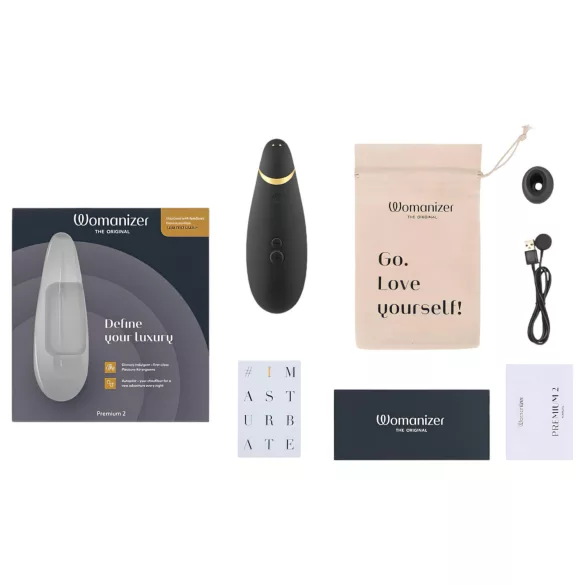 Womanizer Premium 2 - вибратор за клитор с въздушни вълни - черен