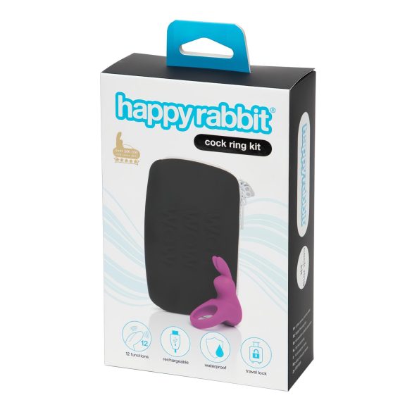 Комплект Happyrabbit - вибриращ пенис пръстен с кутия (лилав)