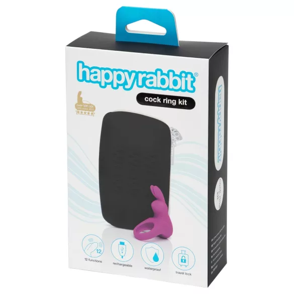 Happyrabbit - вибриращ пенис ринг с кутия за съхранение - лилав