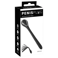   Penis Plug - дилдо за пенис с вибрация - акумулатор, 1 см, черен