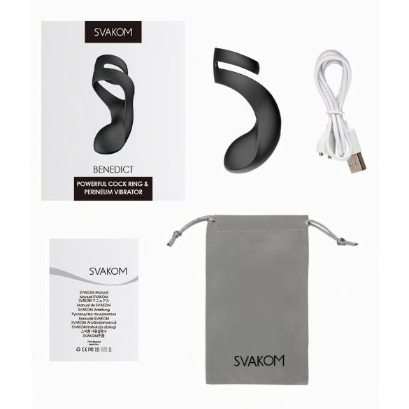 Svakom Benedict - Вибриращо пенис пръстен за перинеум (черно)