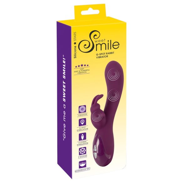 SMILE - Акулаторен вибратор с 3 мотора и гъвкава приставка (лилав)
