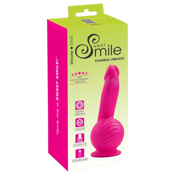 SMILE Powerful - акумулаторен вибратор с 2 мотора и вендуза (розов)