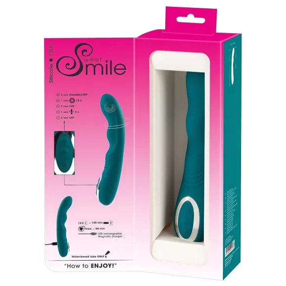 SMILE - вибратор за G-точка с презареждане, водоустойчив, въртящ се, зелен