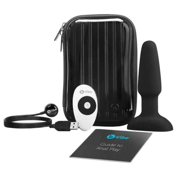 b-Vibe - въртящ се анален вибратор с перли, презареждаем (черен)