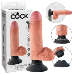   King Cock - вибратор с вендуза - 18 см - телесен цвят