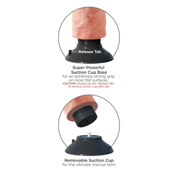 King Cock - вибратор с 10 вендузи - 25 см - телесен цвят