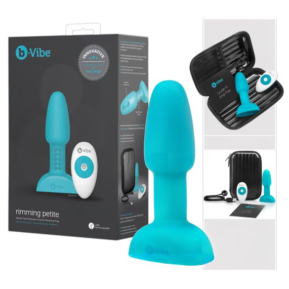 b-Vibe Rimming въртящ анален вибратор с перли (тюркоаз)