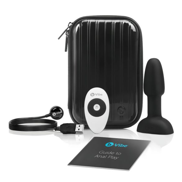 b-Vibe Риминг - въртящ се анален вибратор с перли (черен)