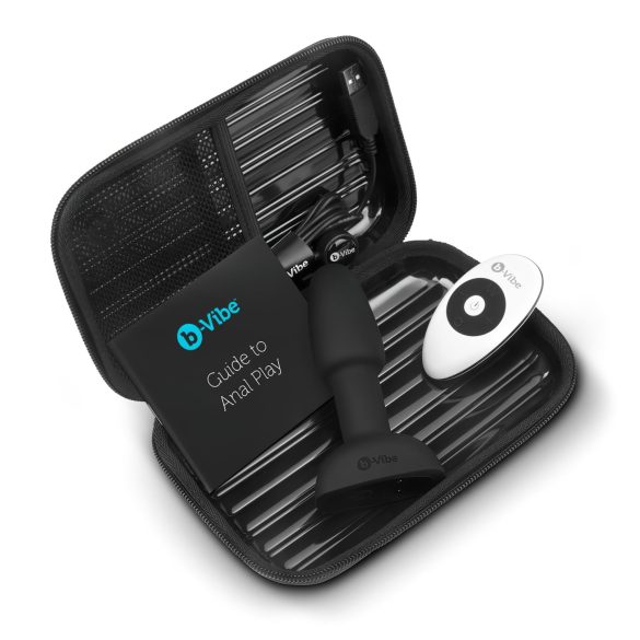 b-Vibe Rimming - анален вибратор с въртящи се перли - черен