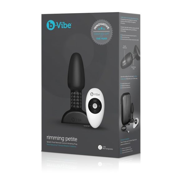 b-Vibe Rimming - анален вибратор с въртящи се перли - черен