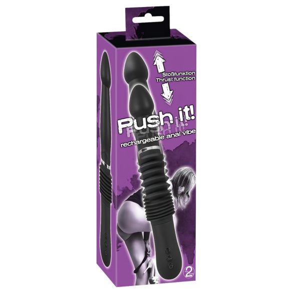You2Toys - Push it - акумулаторен анален вибратор с тласкаща функция (черен)