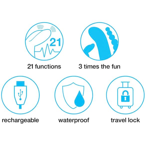 Happyrabbit Triple - акумулаторен клиторен и анален вибратор (черен)