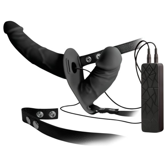 Double Thruster - двойно вибриращо дилдо с колан (черно)