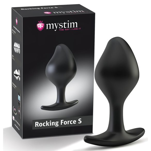 mystim Rocking Force S - електро анален плъг - малък (черен)