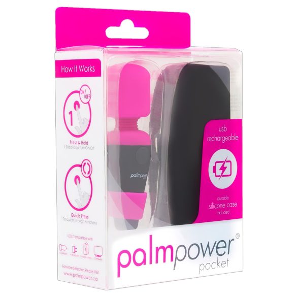 PalmPower мини вибратор за масаж (розово-черен)