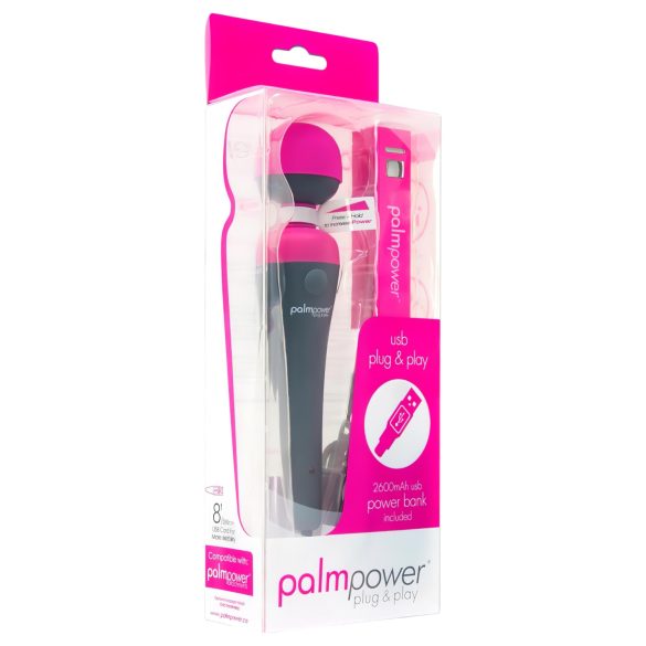 PalmPower Масажен вибратор с powerbank (розово-сиво)