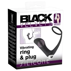   Black Velvets - анален вибратор с пенис пръстен - черен
