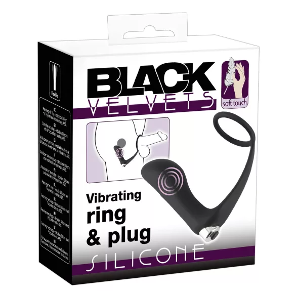 Black Velvets - анален вибратор с пенис пръстен - черен